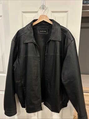 Dunbrooke Black Leather Bomber-Style Jacket